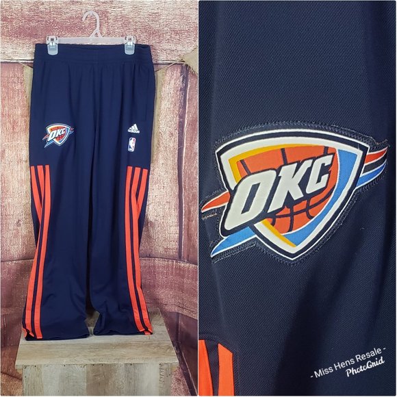 adidas Other - { 7 FOR 45$ } EUC ADIDAS MENS NBA OKC THUNDER NAVY WARM UP TRACK WORK OUT PANTS